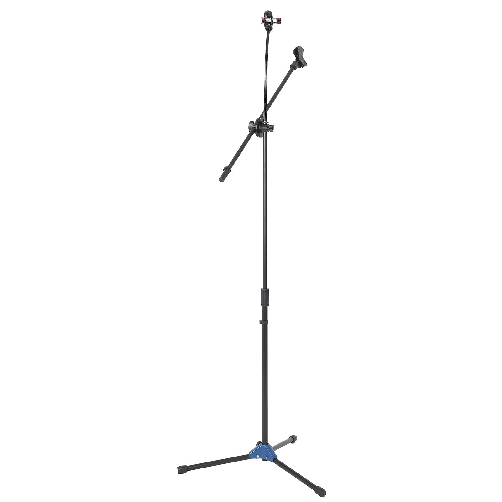 Qqmora Treppiede Pieghevole con Supporto per Microfono Ponderato, Regolabile per Prestazioni Vocali 70-180 Cm, Nero, 1 unità