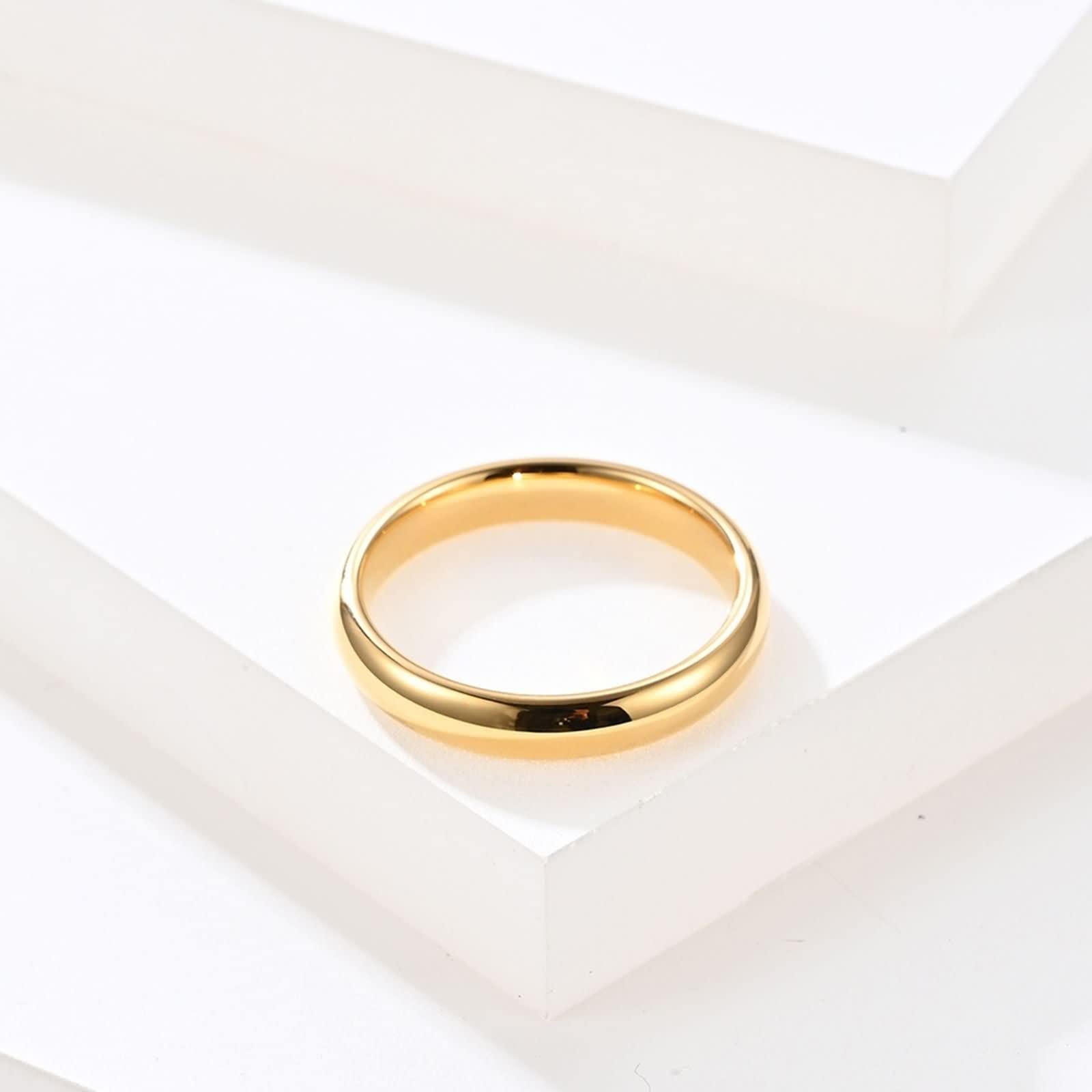 Anillos Parejas,Anillos con Grabado Anillos de Tungsteno 4MM Anillo Oro con Redondo Pulido Anillos Boda Pareja