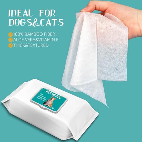Image of Anti Bacterial Pet Wet Wipes for Dogs & Cats - Alcohol-Free, Fragrance-Free Cleaning & Grooming Wipes, Soft & Safe Daily Care (80 Pcs)