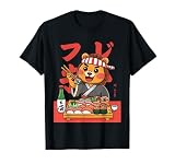 Japonés León Comiendo Sushi Chef Kawaii Ramen Anime Camiseta