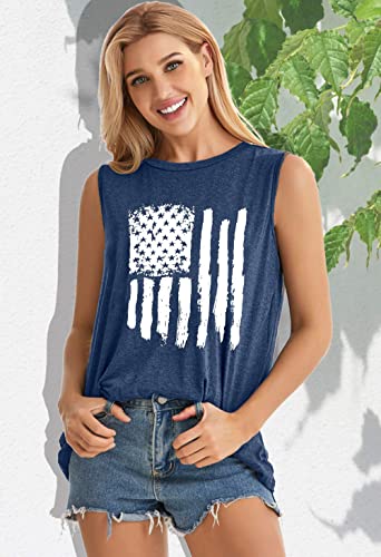 4Th Of July Tank Tops Women Patriotic American Flag Distressed Graphic Tank Memorial Day Tee Top #TOP2