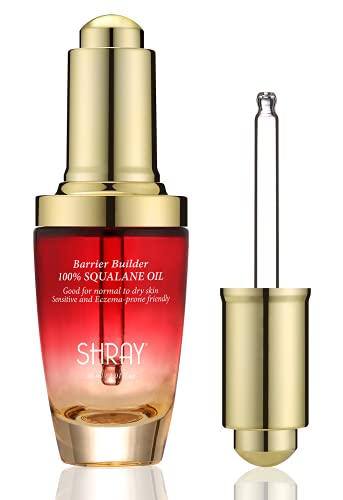 SHRAY Pure Sugar Kissed SQUALANE OIL for Face and Body. Clean Bio-Fermented Sugarcane Squalane Facial Oil. Squalane Moisturizer for Sensitive Skin, Acne Skin Care, Dry Skin Hydrating Face Oil