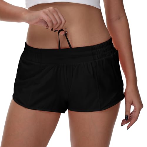 MCEDAR Women's Running Shorts Low Waisted 2.5"，Lightweight Active Workout Quick Dry Gym Athletic Sports Shorts Zip Pocket4