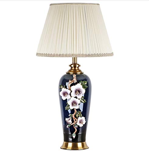 Desk Lamp,European Style Light Luxury Enamel Ceramic Table Lamp Black,American New Chinese Style Marble Living Room Bedroom Study Decoration Bedside Lamp steampunk buy now online