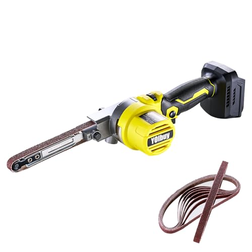 Image of YOIbuy Cordless Belt Sander Compatible with DeWalt 20V Battery, 6 Variable Speed,120° Adjustable, High speed 5,600 Ft/Min, Quick Belts Change, Power Sander for Woodworking,Paint,Metal Rust (Tool Only)