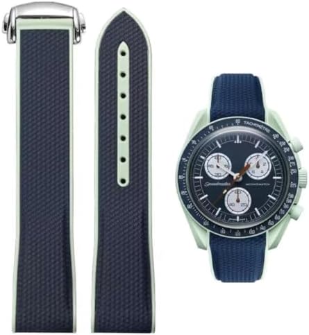 Danxancy Bands for Moonswatch Watch,Curved End Rubber Watch Strap Compatible with Omega Swatch Moonswatch Speedmaster Planet Series Replacement Band for Men Women
