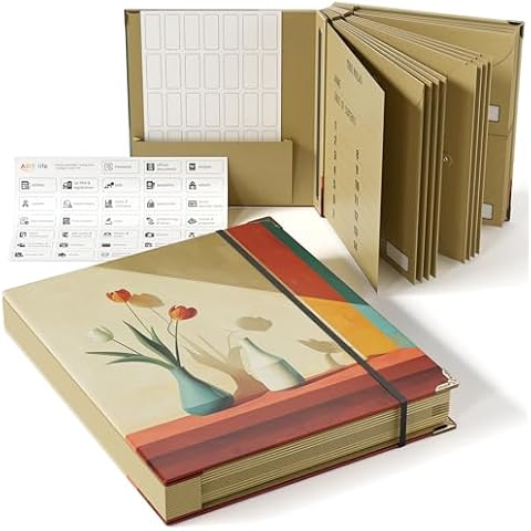 ABC life Folio Important Document Organizer, Customized Expanding File Folder for Important Papers, Letters, Birth Certificates, Emergency Binder, Photos, Passports, Oil-Painted Vase Cover