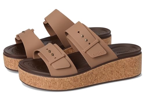 Crocs Brooklyn Cork Buckle, Sandalias Mujer, Marrón Milk Chocolate, 39/40 EU