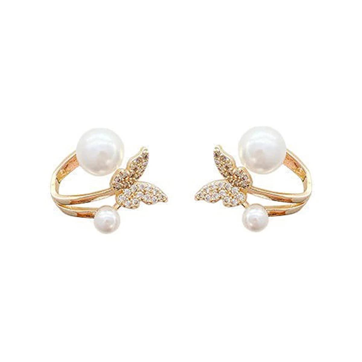 Jewels Galaxy Gold Plated Fashionable Korean Butterfly Pearl Stud Earrings (FMYN-ERG-35780) (B0C5RR68R2) Amazon Price History, Amazon Price Tracker