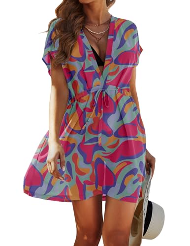Image of Avidlove Swimsuit Cover Ups for Women Beach Chiffon Swimwear Coverup Sheer Sexy V-Neck Beachwear