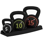 HOMCOM Kettlebell, 2,2kg, 4,5kg, 6,8kg Kugelhantel, 3er Set Kugelgewicht für Gymnastik, Krafttraining, Schwarz