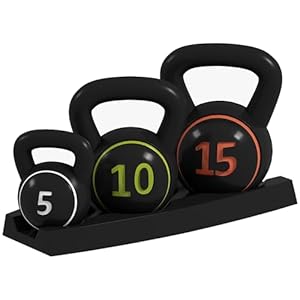 HOMCOM Kettlebell, 2,2kg, 4,5kg, 6,8kg Kugelhantel, 3er Set Kugelgewicht für Gymnastik, Krafttraining, Schwarz
