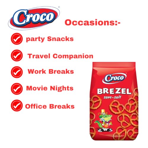 Image of Croco Pretzels Brezel Sare Salt 300G, Imported Namkeen Snacks, Premium Baked crackers