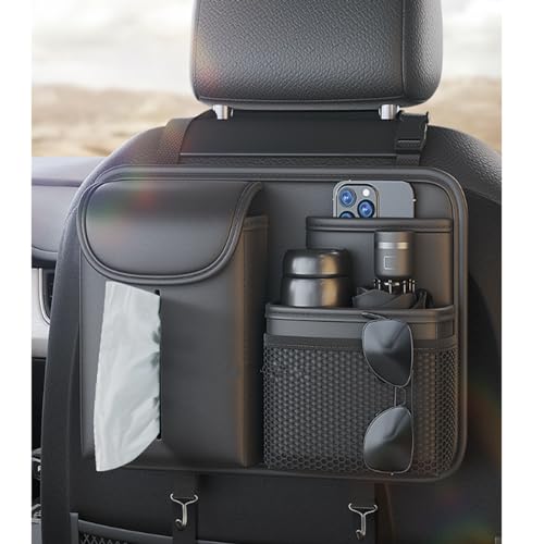TATACLEA 車用 収納ポケットシートバックポケット車 収納 後部座席 カーシートバック車吊り下げバッグ 後部座席用収納袋 車用 収納袋 多機能 簡単取付 省スペース カー用品 ショートスタイル （ブラック）
