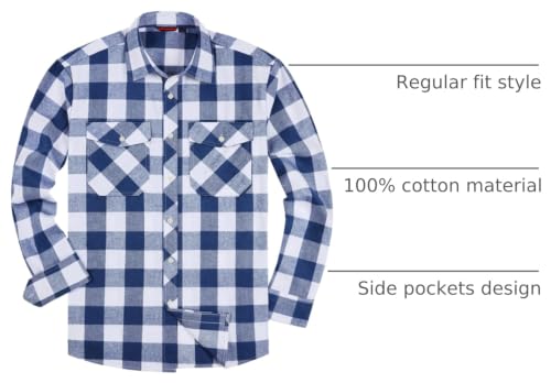 Image of Alimens & Gentle Men's Button Down Regular Fit Long Sleeve Plaid Flannel Casual Shirts