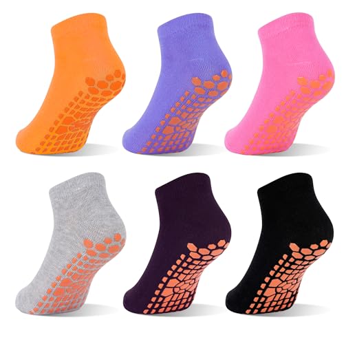 Chaussettes antidérapantes trampoline enfant 2-13 ans lot de 6 paires garçons filles