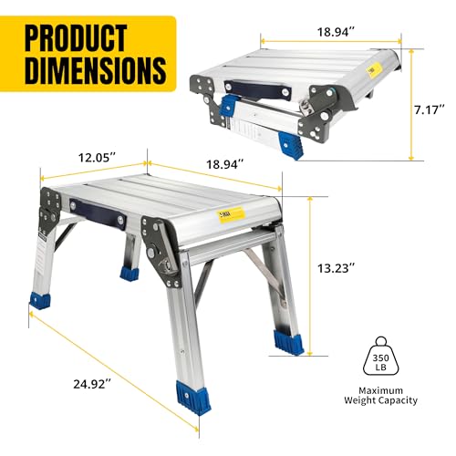 Paso stool Maxworks 80773 y banqueta de aluminio plegable con plataforma de trabajo 350 lbs 2