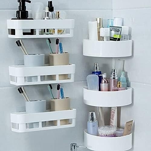 D Collection Pack of 6 ABS Plastic Multipurpose Home Kitchen Bathroom Accessories Traceless Wall Holder 25X11X7 - White (3 Bathroom Shelves + 3 Corner Shelves) (B0CR94RBKC) Amazon Price History, Amazon Price Tracker