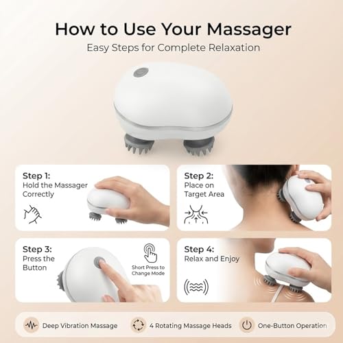 Image of Signamio Electric Head Massager for Scalp with 360-Degree Rotating Heads, 96 Silicon Kneading Points for Scalp Massage, 3 Modes for Relaxation, Portable Head Massager for Home and Travel