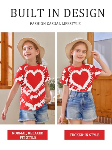 Image of Girls Short Sleeve T Shirts Kids Summer Tops Crewneck Tees 5-14 Years