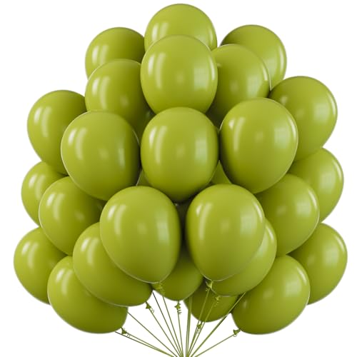 Image of PartyWoo Sage Green Balloons 50pcs Olive Eucalyptus Dusty Green Boho Color | 12 Inch Balloons for Graduation Bridal Shower Wedding Jungle Dinosaur Birthday Gender Reveal Party Decorations Green-F06