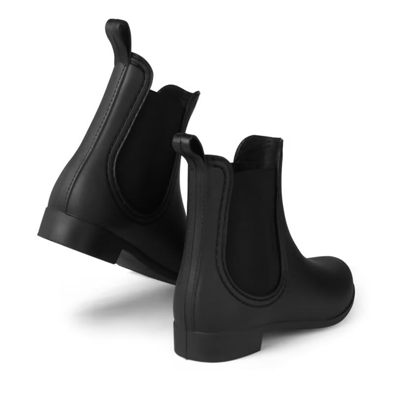 Women's Fashion Black Polyvinyl Chloride Rain Boots for Street Shopping Walking2