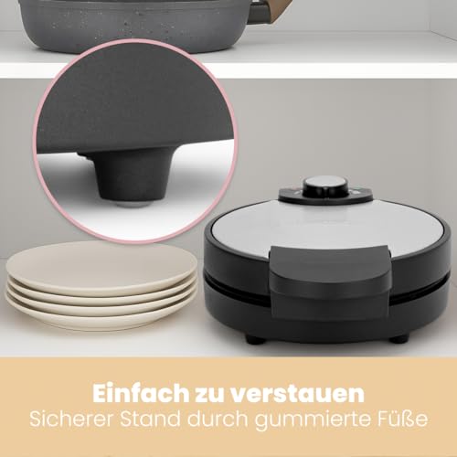 Foto von Clatronic® Waffeleisen | mit Ø 18cm antihaftbeschichteter Backfläche | Waffeleisen Herzform | stufenlos einstellbarer Bräunungsgrad & Backampel | Waffle Maker mit Edelstahleinlage | 1000W | WA 3492