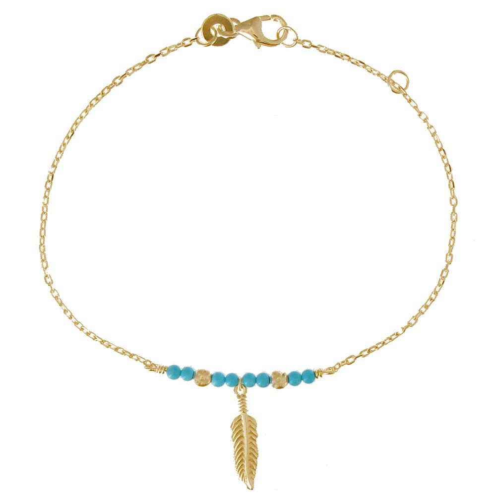 RUE DES MILLE BRACCIALE BAMBINO CON PIASTRINA IN ARGENTO PLACCATO ORO GIALLO E PIETRE TURCHESI BR-016 BM7 AU