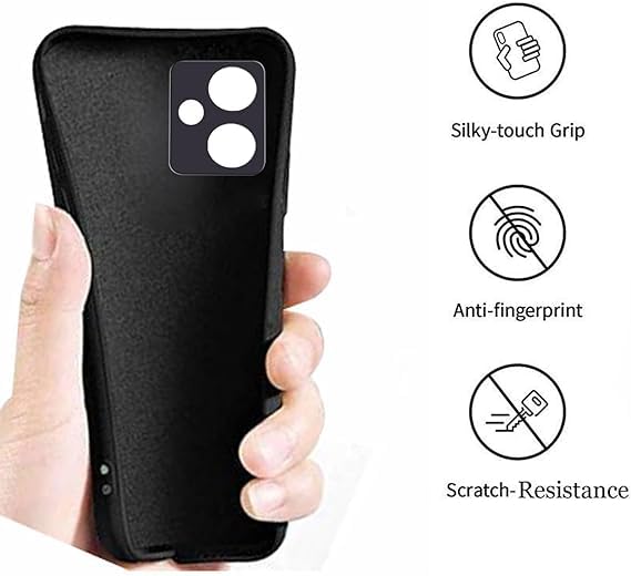 Image of A rtistque Liquid Silicone Back Cover Case for Mi Redmi 13C 5G / Poco M6 5G Shockproof TPU Soft Flexible with Camera Protection - Black