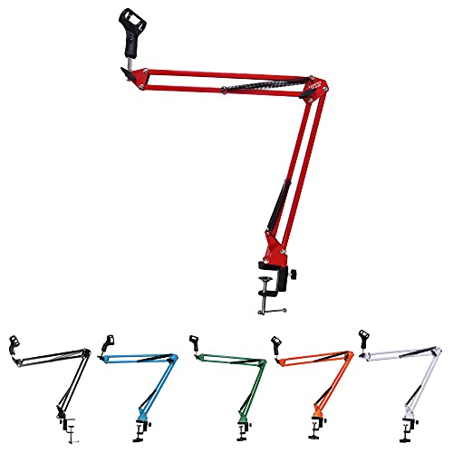 Image of Kadence NB35RD Home Series Mic Boom Arm Stand | Steel Frame & Smooth Angle Adjustment | Dual-Spring Suspension with 360 Rotation | Desk Clamp Mount for Recording, Streaming & Online Classes | Red