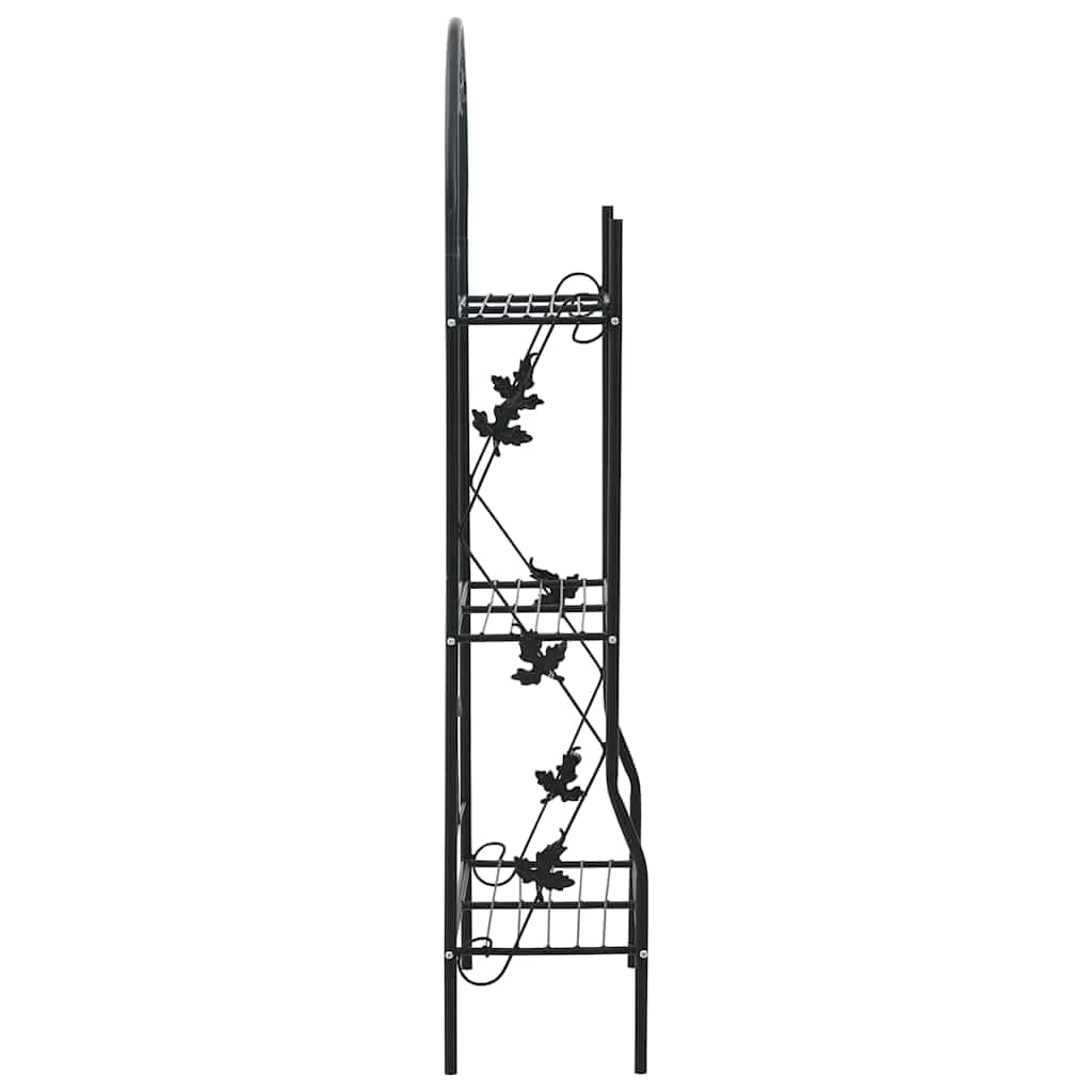 Stojak na rośliny 3 półki żelazne czarne 52x28x128 cm