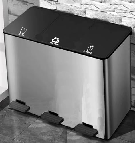 XTRAYXRAY Trash Recycle Compost Stickers Set of 3 Recycle Vinyl Decal Sticker for Trash Can, Compost Bin, Recycle Bin Symbol to Organize Garbage containers or Trash cans (White, 2.7 Inch)