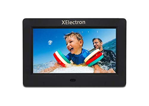 Image of XElectron 7 inch Digital Photo Frame with HD Display, 2GB RAM, 180 Wide Angle View, Auto Rotate, Play Photos, Videos, Music, Clock, Calendar and Slideshow with Remote (Black)