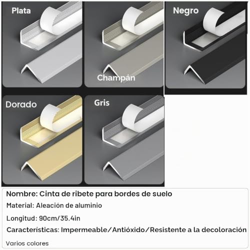 Tira de transición de piso autoadhesiva que elimina los tropiezos en puertas 3
