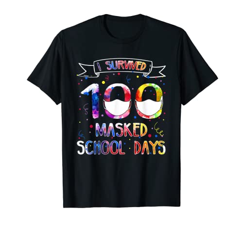 Divertido Sobreviví 100 Día Escolar Enmascarado 100 Día De Escuela Camiseta
