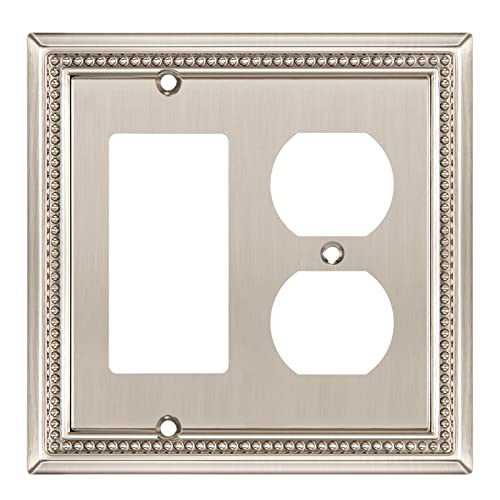 Image of Henne Bery Sunken Pearls Heavy Duty Decorative Wall Plate Switch Plate Outlet Cover (Decorator /Duplex, Satin Nickel)