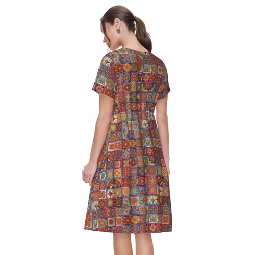 Robe d'été décontractée anti-chaleur à motif floral multicolore - 5