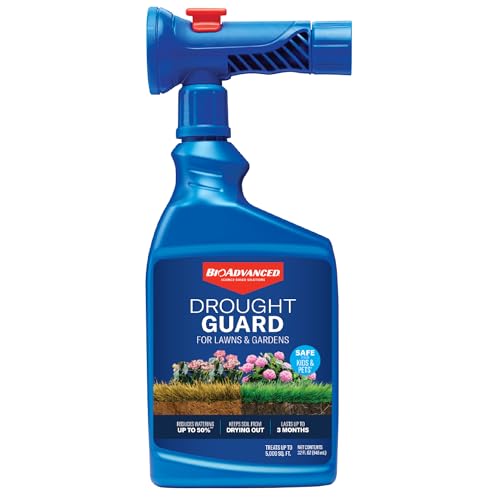 BioAdvanced Drought Guard for Lawns & Gardens Spray - Reduces Watering Needs Up to 50% - Protects Against Heat & Drought Stress - Covers Up to 5 000 Sq. Ft. - 32 fl oz Bottle