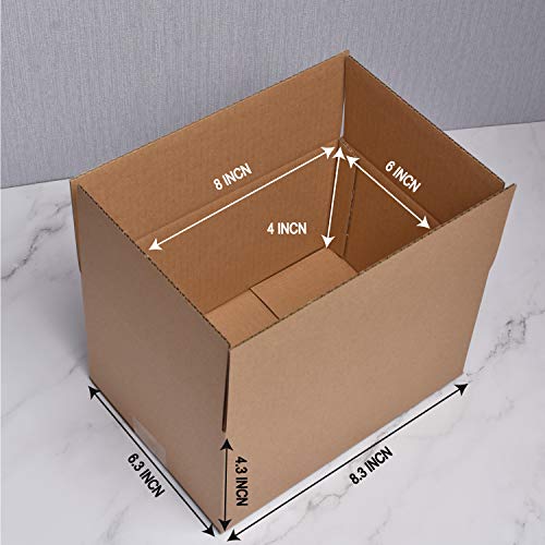 Cualfec Shipping Boxes Corrugated Cardboard Box Mailer Gift Boxes for Online Business Shipping (8x6x4)