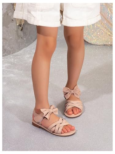 GORGLITTER Girl's Criss Cross Strappy Bow Cute Flat Sandals Open Toe Backstrap Vacation Flats3