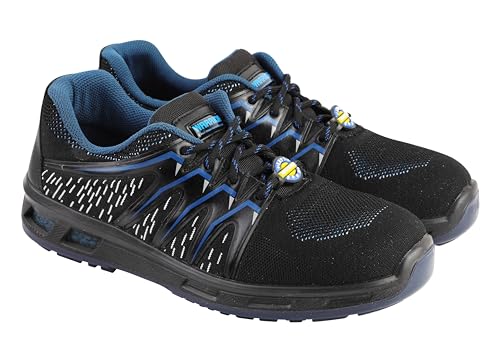 Image of Liberty Warrior 3004-28 Safety Shoes for Men, Genuine Leather, Light Weight, Fibre Glass Toe, Industrial Shoes for Men, Orange & Blue, Sizes-5UK-11UK