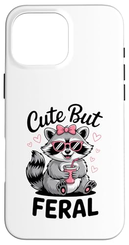 Funny Women Cute but Feral Girl Summer Raccoon �X�}�z�P�[�X iPhone 16 Pro Max �p