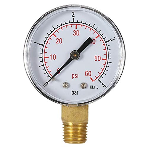 KEHUITONG Hot Professional Pool Spa Filter Water Pressure Gauge Mini 0-60 PSI 0-4 Bar Side Mount 1/4 Inch Pipe Thread NPT TS-50 (color : Pressure Gauge)