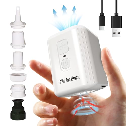 Compact Inflatable Air Pump: Rechargeable Mini Pump with 1600mAh Battery & LED Camping Light for Mattresses, Pool Floats, and Vacuum Bags