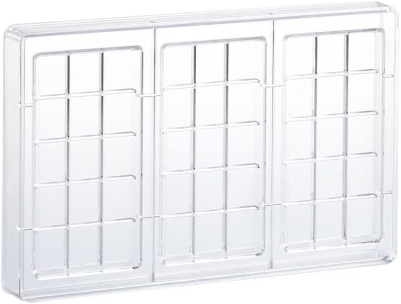Martellato MA2026 Clear Polycarbonate Chocolate Mold with 3 Slot Tablet Cavities 140mm x 70.5mm x 10mm High