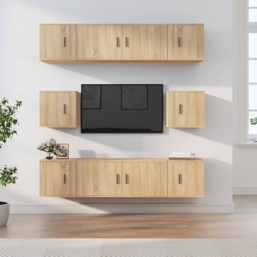 INLIFE Ensemble de Meubles TV 8 pcs Chêne Sonoma Bois d'ingénierie-3188673