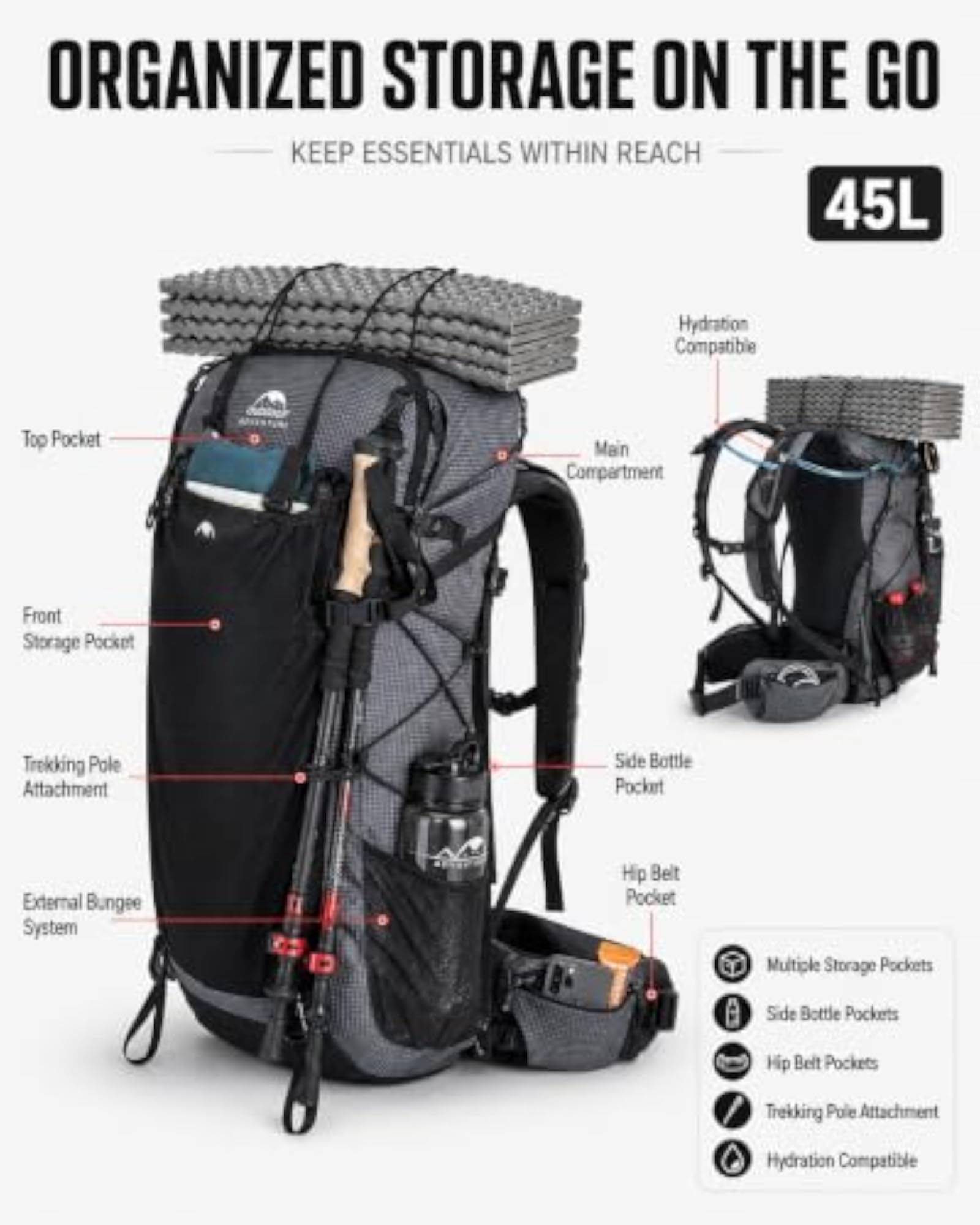 Lightweight Internal Frame Hiking Backpack