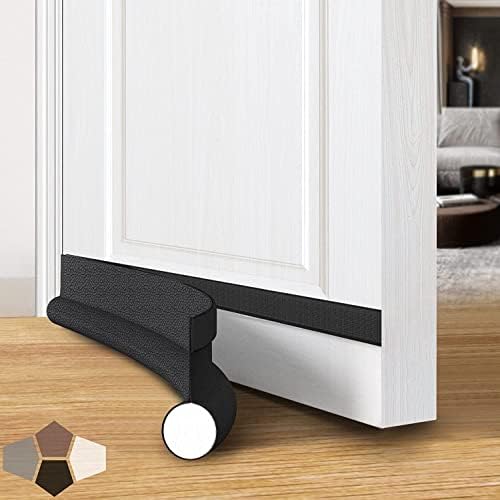 Door Draft Stopper Bottom One Sided Door Draft Blockers,Adjustable 37.8 Inches Cutable Soundproof Under Door Draft Blocker for Bottom of Doors,Suitable for Interior／Exterior Doors,1 Pack Black