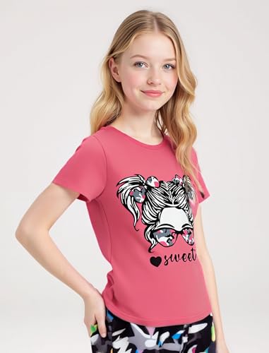 Image of Girl Clothes Cute Cool Girl Tops Splicing Pants 2 Piece Girls Summer Outfits 6-14 Years