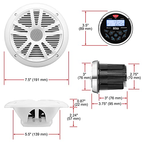 Boss Audio Systems Mckgb350W.6 Weatherproof Marine Gauge Receiver And Speaker Package - Ipx6 Receiver, 6.5 Inch Speakers, Bluetooth Audio, Usb/Mp3, Am/Fm, Noaa Weather Band Tuner, No Cd Player #TOP4